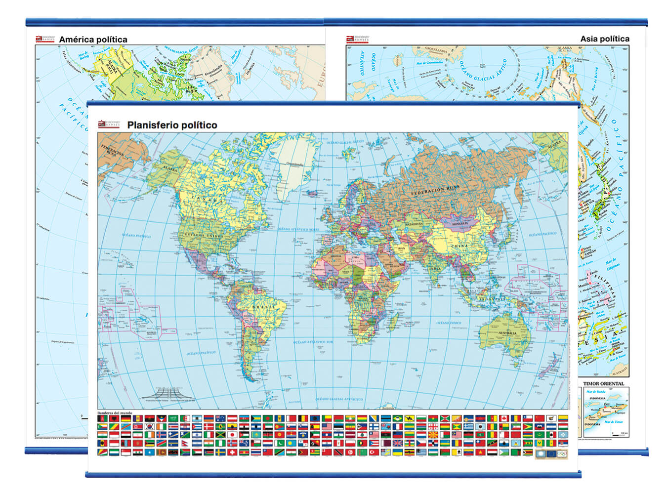 MAPAS MURALES CONTINENTALES 36 x 48 EDICIONES RAMSÉS